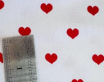 Red hearts flannel fabric, small red hearts flannel fabric, flannel red white fabric, flannel hearts for girls, fabric for children yard