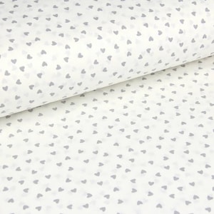 Grey hearts yard fabric, hearts fabric for home, hearts fabric for bedding, half yard small hearts fabric, hearts fabric for adults hearts