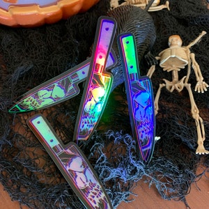 Skull Holographic Knife Sticker