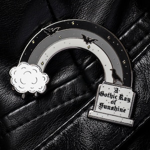 Gothic Ray of Sunshine Enamel Pin - Goth Pin - Gothic Pin - Rainbow Pin