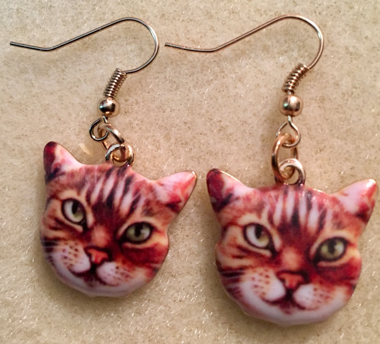 Orange Tabby Cat Earrings Pierced Ears Etsy