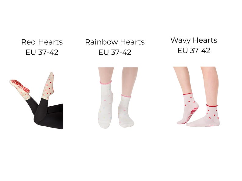 Pilates Socken mit Red Hearts, 100% Silicone Anti-Slip Grip for Pilates image 2
