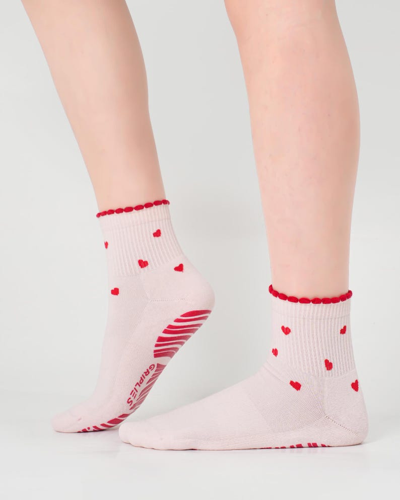 Pilates Socken mit Red Hearts, 100% Silicone Anti-Slip Grip for Pilates image 8