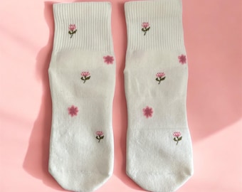 Pilates-sokken met bloemen, antislipgrepen, barre-yogasokken (EU 37-41)