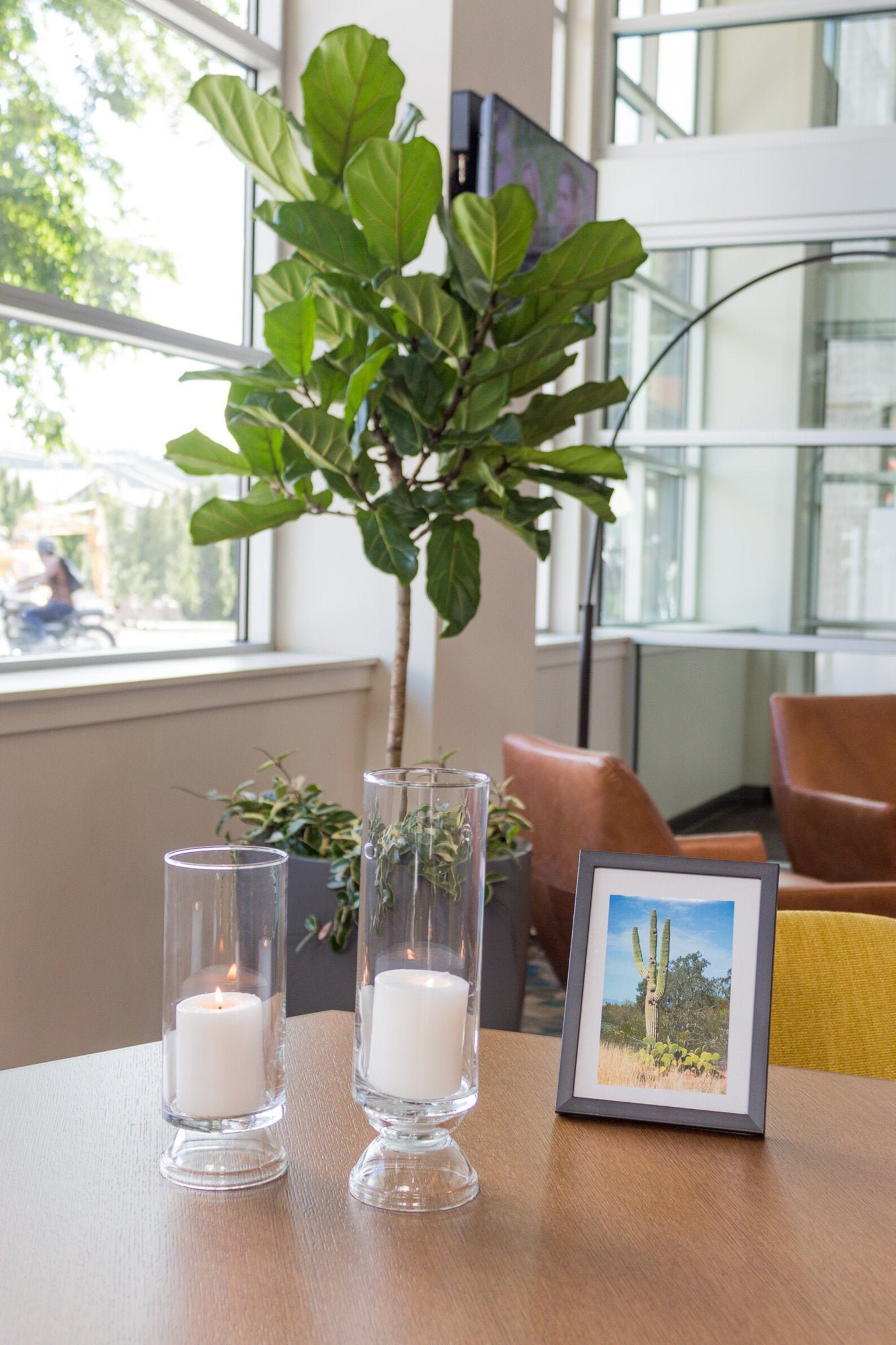 2 Glass Hurricane Candle Holders Coffee Table Decor Etsy