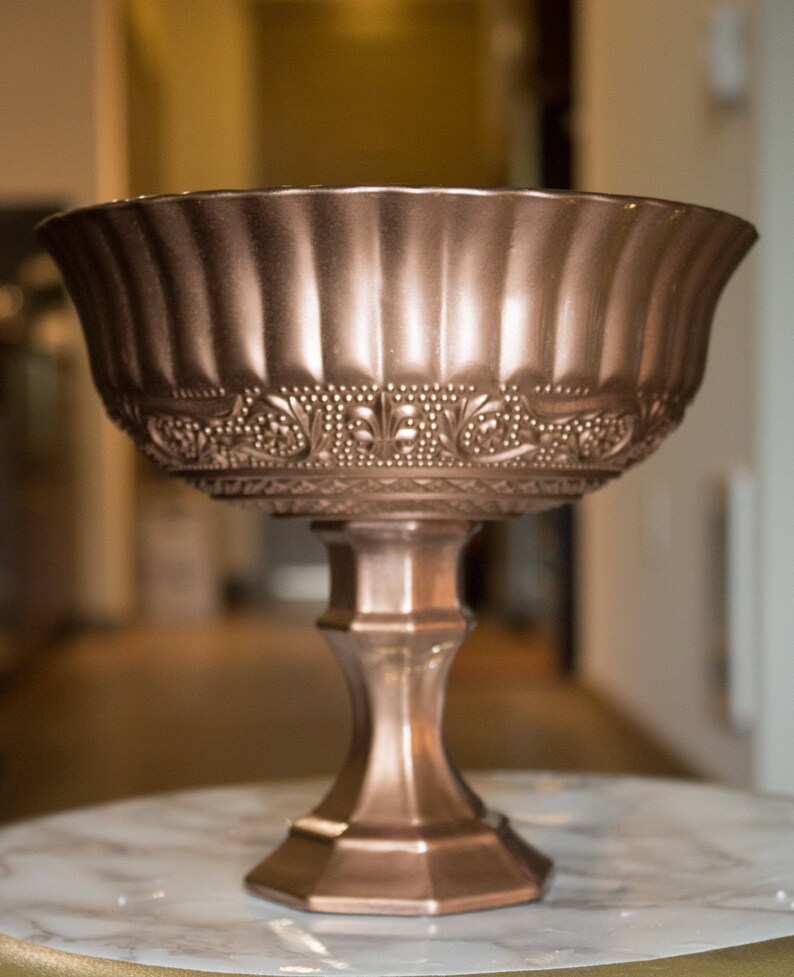 set of 10 rose gold glass pedestal vase
