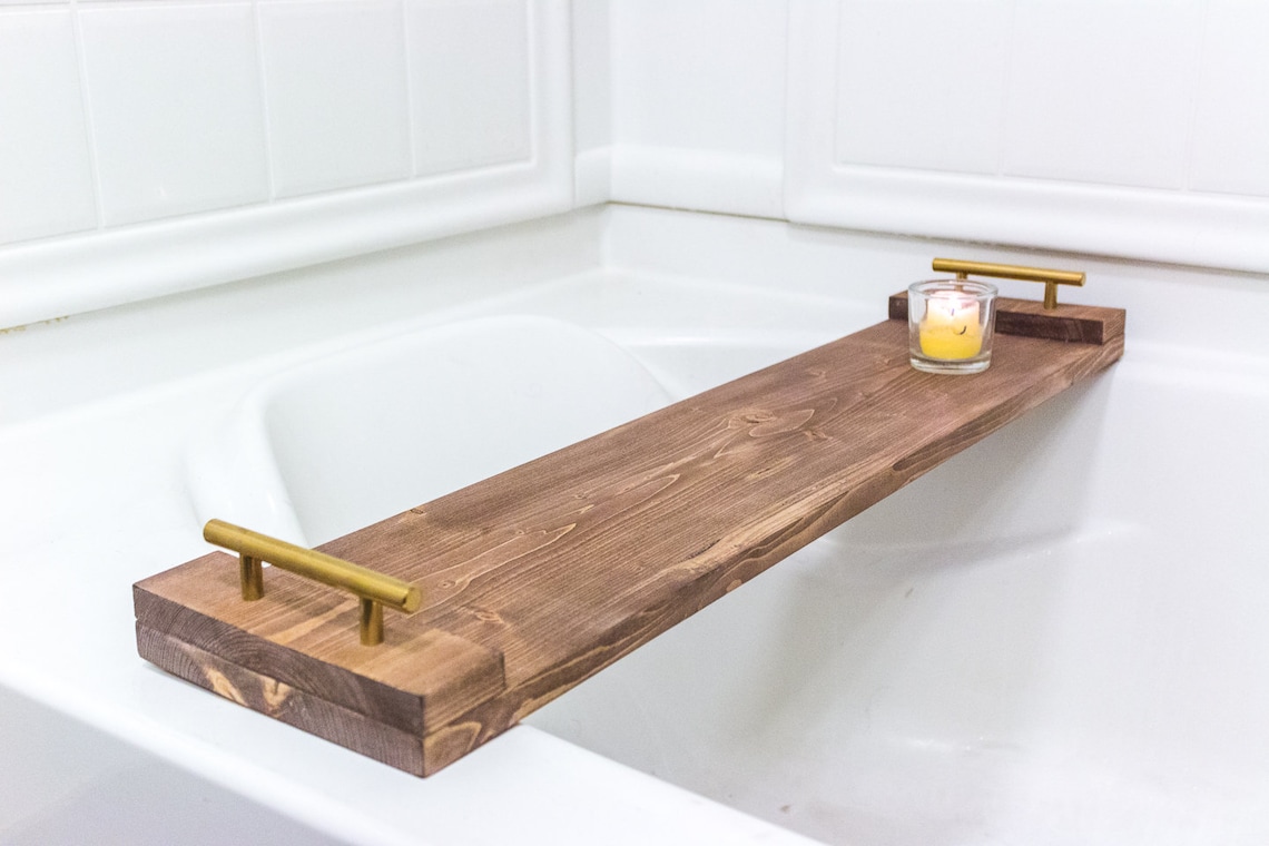 Rustic Wood Bath Tray Bath Caddy Birthday Gift For Her image 2
