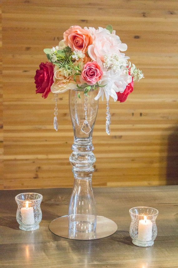 17 Tall Trumpet Vase Centerpiece With Acrylic Hanging Etsy