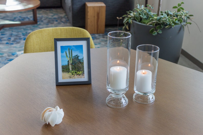 2 Glass Hurricane Candle Holders Coffee Table Decor Etsy