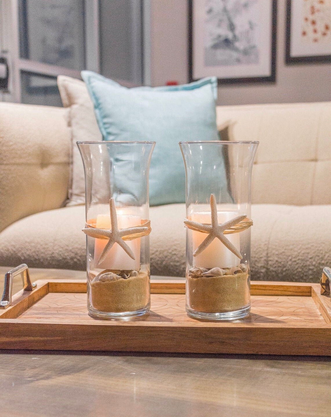 Glass Candle Holders Coffee Table Centerpiece Housewarming Etsy
