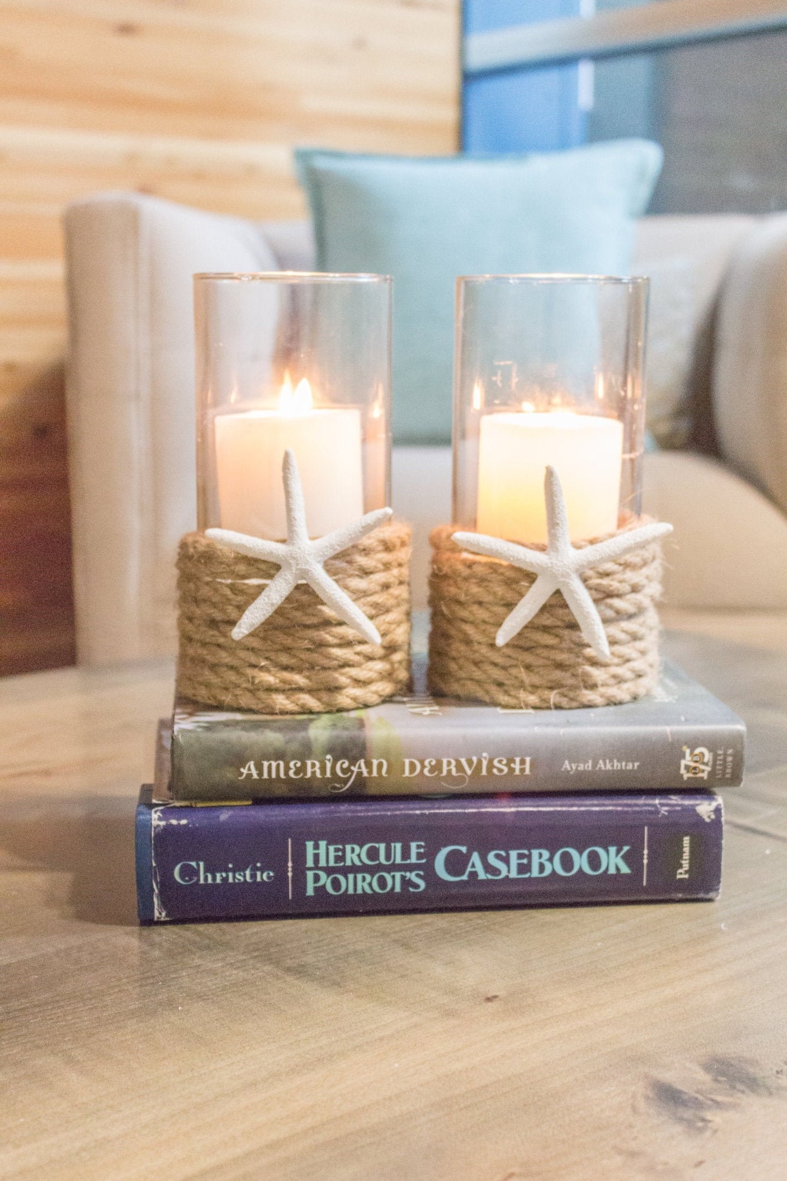 Starfish Hurricane Candle Holders Coffee Table Decor Beach Etsy