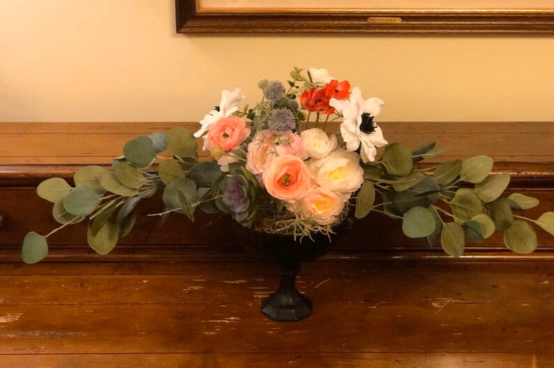 Black Pedestal Vase Rustic / Farmhouse Centerpiece / Black Etsy