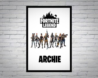 a4 fortnite personalised print any name 3 colours - boys fortnite bedroom ideas