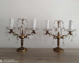 Girandole | Etsy VTG Crystal Table Lamp Candle Holder