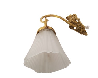 Antique Bronze Wall Sconce with Glass Shade.