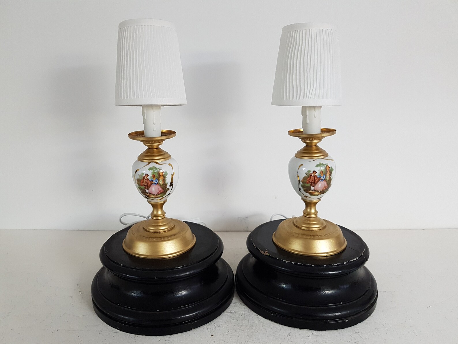 Pair of Vintage Small Gold Table Lamps 1 Light Artificial Etsy UK