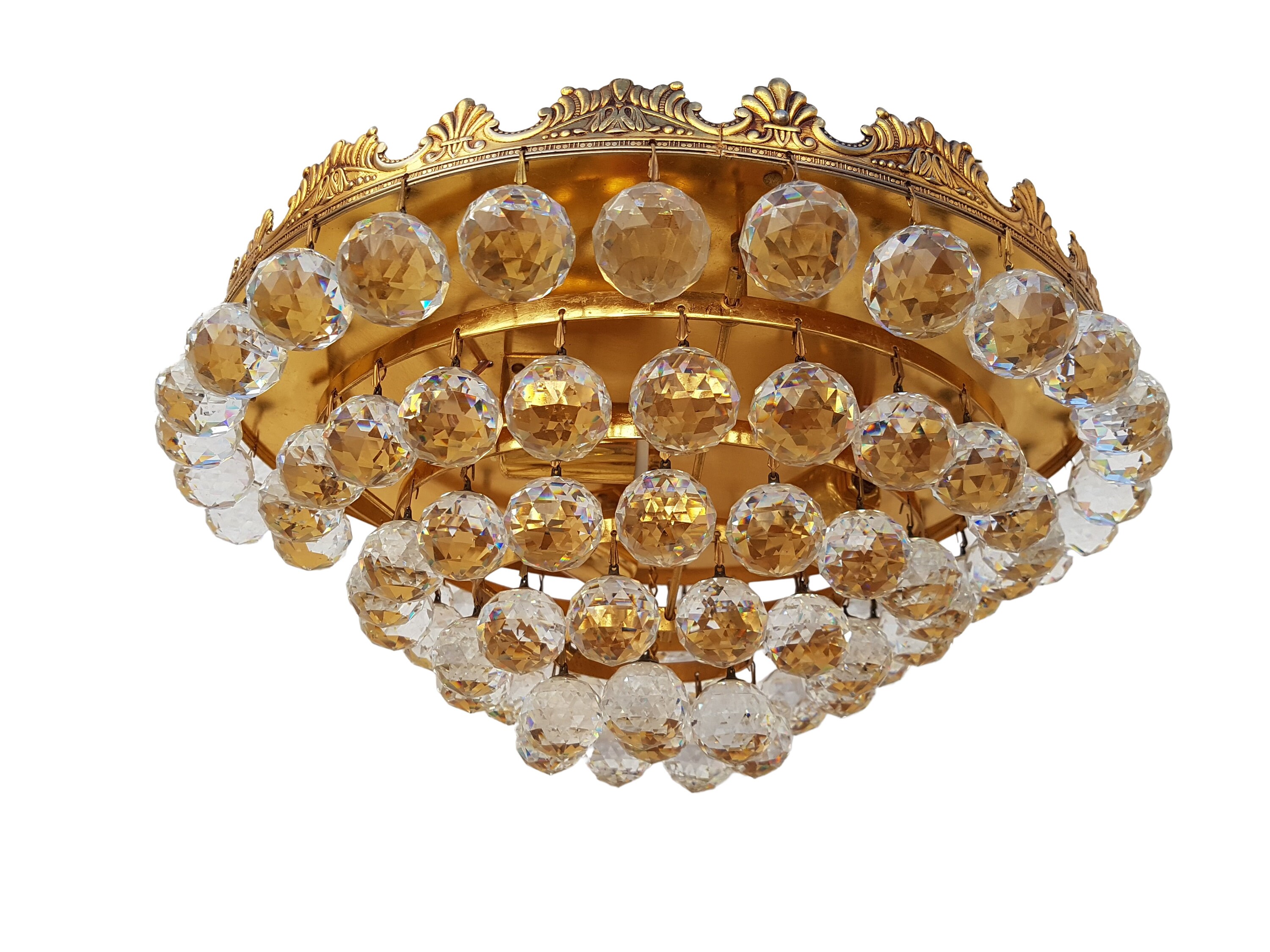 Vintage Gold Chandelier Chandelier With 3 Light Bulbs. New Wiring