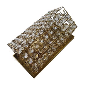 Vintagе wall mounted gold crystal lamp for 1 light Brass and crystals Tested and working