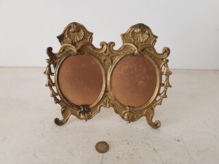 HOCCIHO Cornice Vintage Ovale 10x15 Cm In Resina Con Vetro HD - Bronzo Oro, Da Tavolo E Parete, Stile Antico Con Decorazioni Floreali