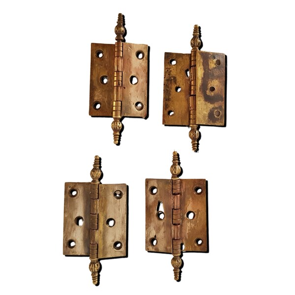 Set of antique brass door hinges (4 pieces)