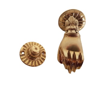 Vintage door knocker. Bronze (brass) hand for the front door. Free shipping.