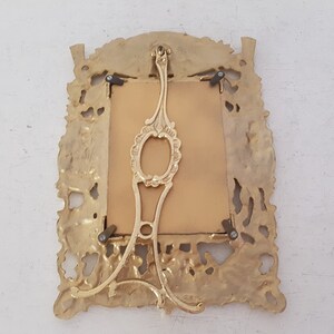 Vintage large frame in brass / bronze with gilding Desktop freestanding photo frame Religious catholic decor wedding ceremony Made in Spain image 9