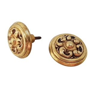 Vintage pair of furniture handles with point attachment. Round handle. Bronze drawer/door handle.