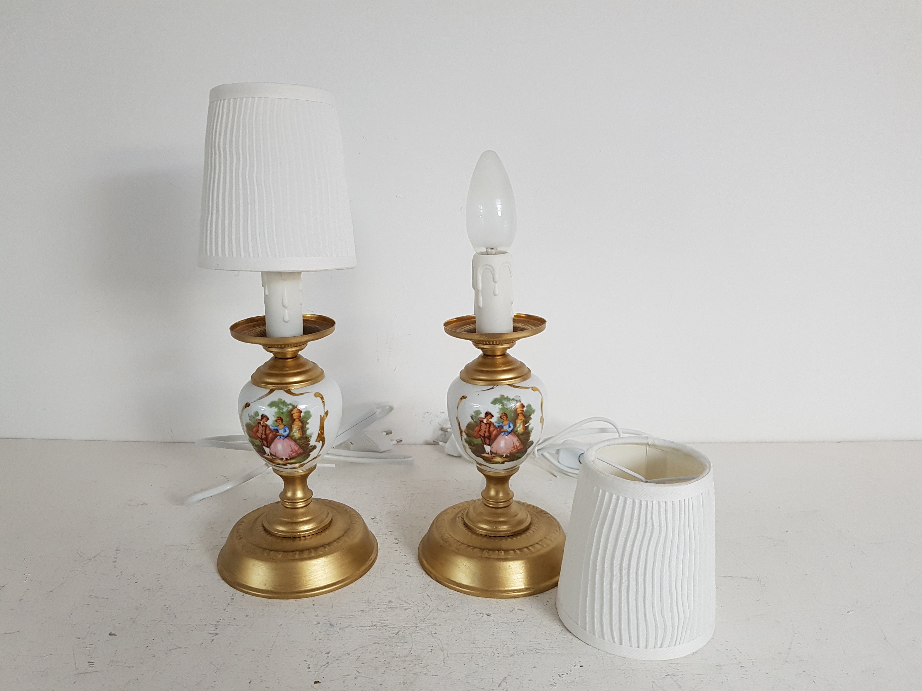 Pair of Vintage Small Gold Table Lamps 1 Light Artificial Etsy UK