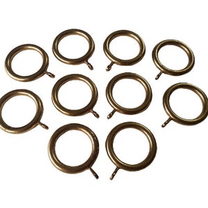 Vintage set of 10 brass rings for attaching heavy curtains Bronze/brass color Solid strong rings with a fastening knife
