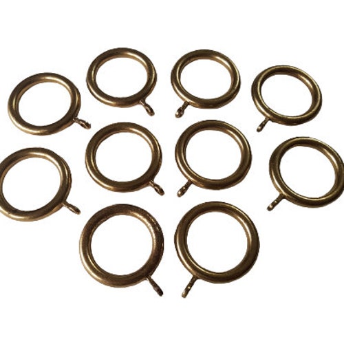 ensemble vintage de 10 anneaux en laiton pour attacher des rideaux lourds Couleur bronze/laiton Anneaux solides solides avec un couteau de fixation