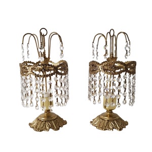 Pair of Vintage Table Crystal Chains Made of Clear Glass