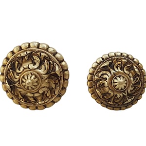 Vintage pair of furniture handles with point attachment. Round handle. Bronze drawer/door handle.