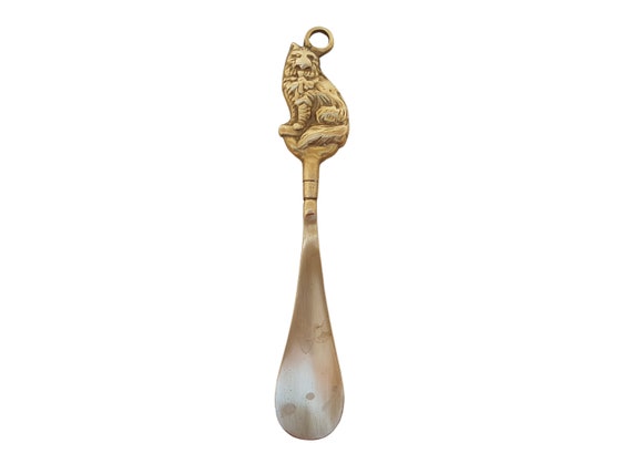 Vintage brass shoehorn. Kitten figurine. - image 1