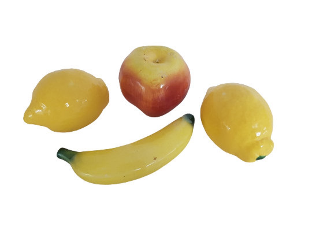 Vintage Porcelain Dummies of Fruits Realistic Set Apple Banana Two