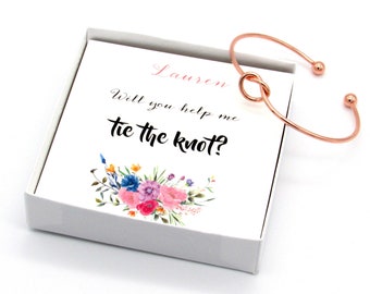 Bridesmaid gift box - Knot Bracelet- Will you help me tie the knot - Bridesmaid proposal box.
