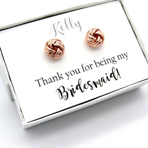 Personalized Bridesmaid Gift ideas / Thank you for being my Bridesmaid / Bridesmaid Gift Box / Bridesmaid knot Earrings / Bridesmaid Jewelry
