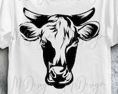 Cow Head SVG Cut File for Cricut, Silhouette Cameo, Vinyl Cutting Home DIY Projects - Great for Country Farm Life Wood Sign Stencil Making