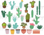 Cactus Pots Bundle SVG Cutting File for Cricut, Silhouette Cameo - Cactus PNG Clipart for Personalizing Apparel - Digital Download DIY
