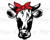 Cow SVG Cut File for Cricut, Silhouette Cameo - Bandana Cow Vinyl Cutting Home DIY Projects - Great for Farm Life Wood Sign Stencil Making