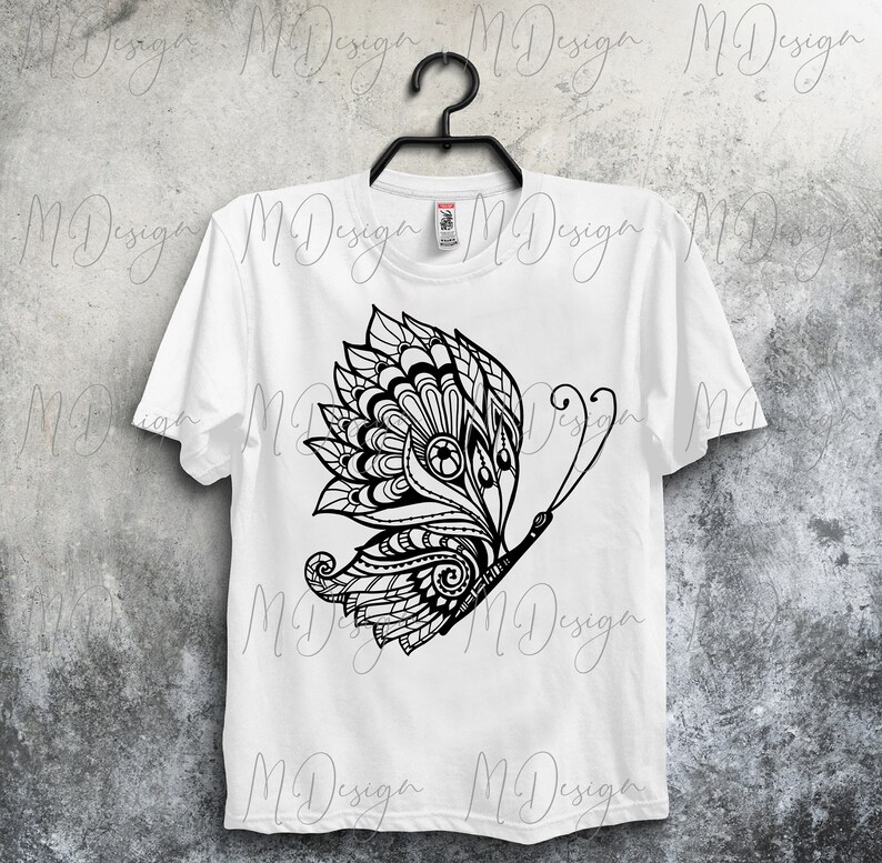 Silhouette -Butterfly Zentangle PNG Design for Art Butterfly Mandala SVG Cut File for Cricut Totes Digital Sublimation Printing on Mugs
