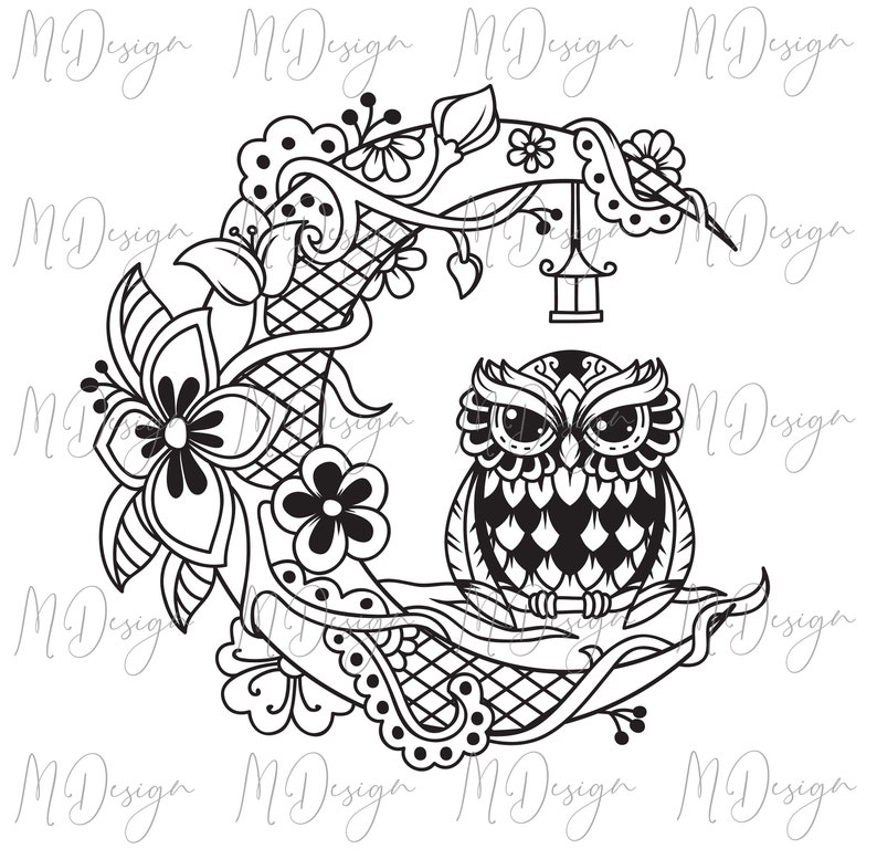 Download Moon Owl Mandala SVG Cutting File for Cricut Silhouette | Etsy