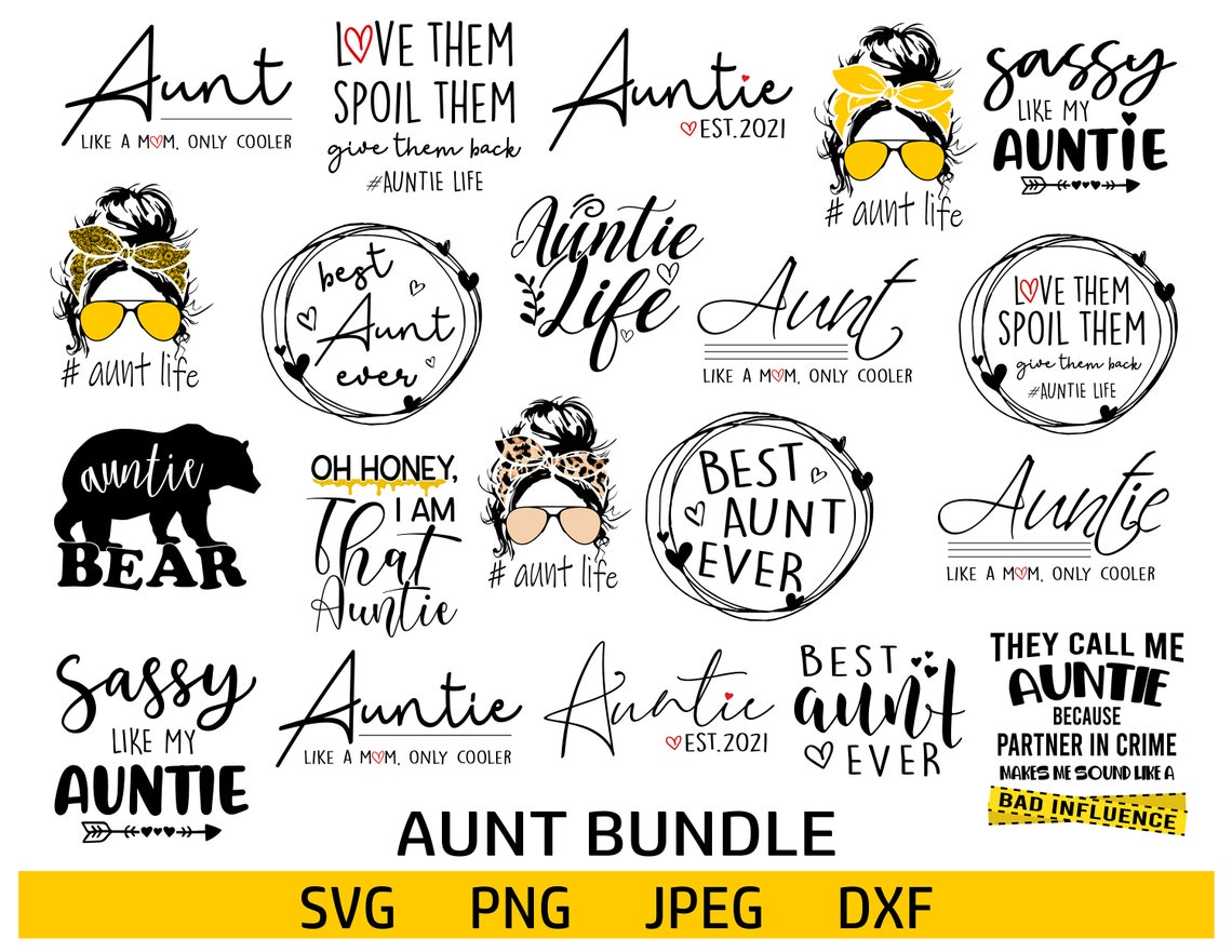 Aunt SVG Aunt Bundle SVG Aunt Clipart Design for Shirts | Etsy