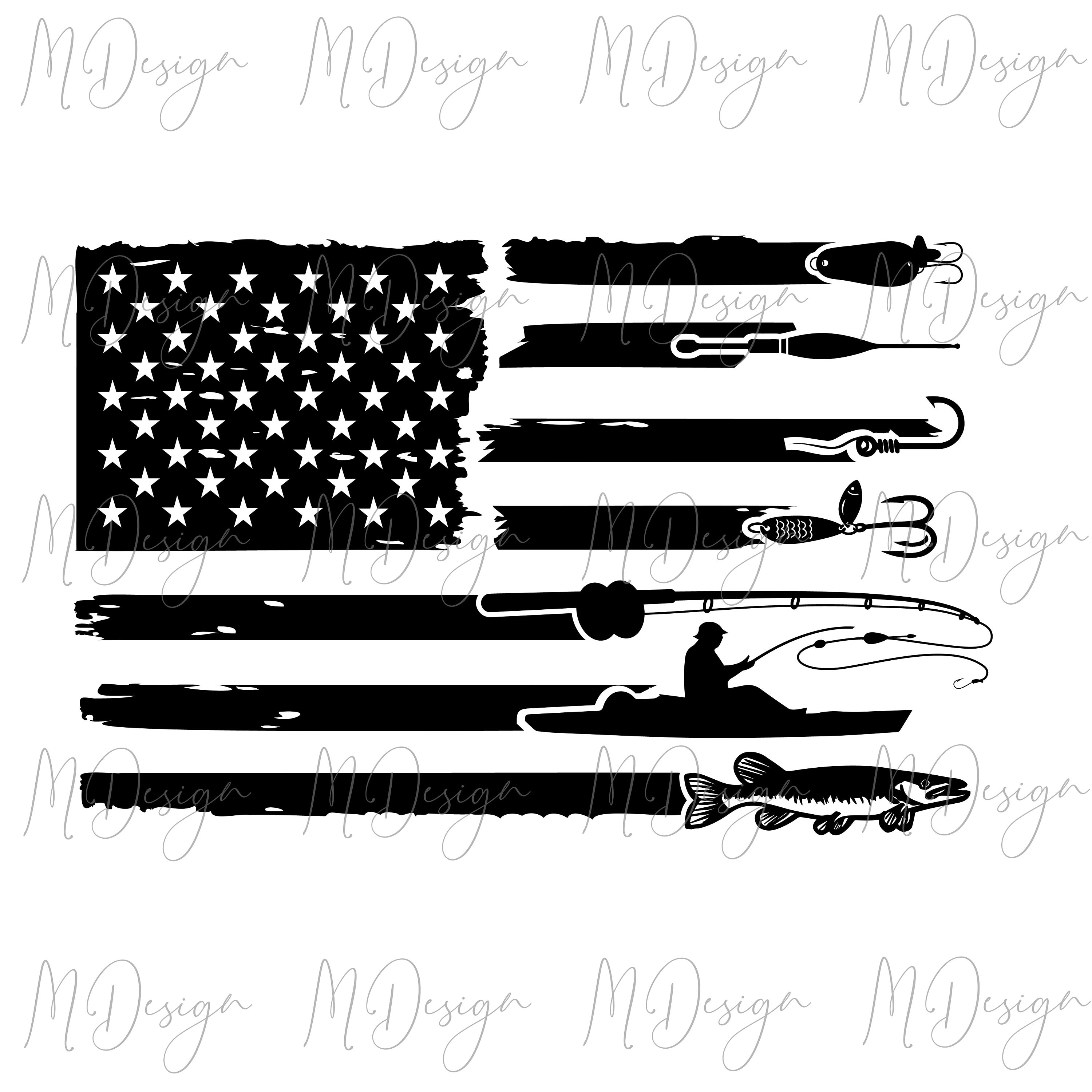 Download Fishing Flag Svg American Flag With Fishing Symbols For Etsy