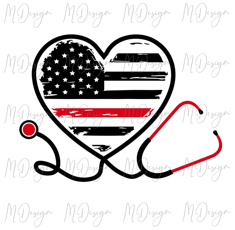 Download Heart Stethoscope SVG Grunge American Flag Design with ...