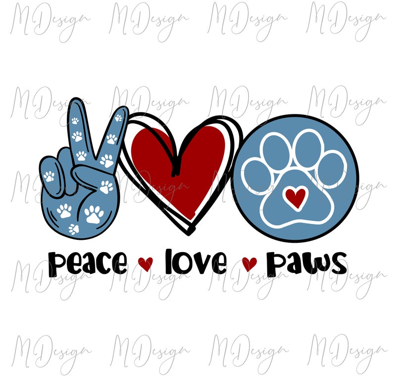 Peace Love Paws SVG Cutting File for Cricut Silhouette Etsy