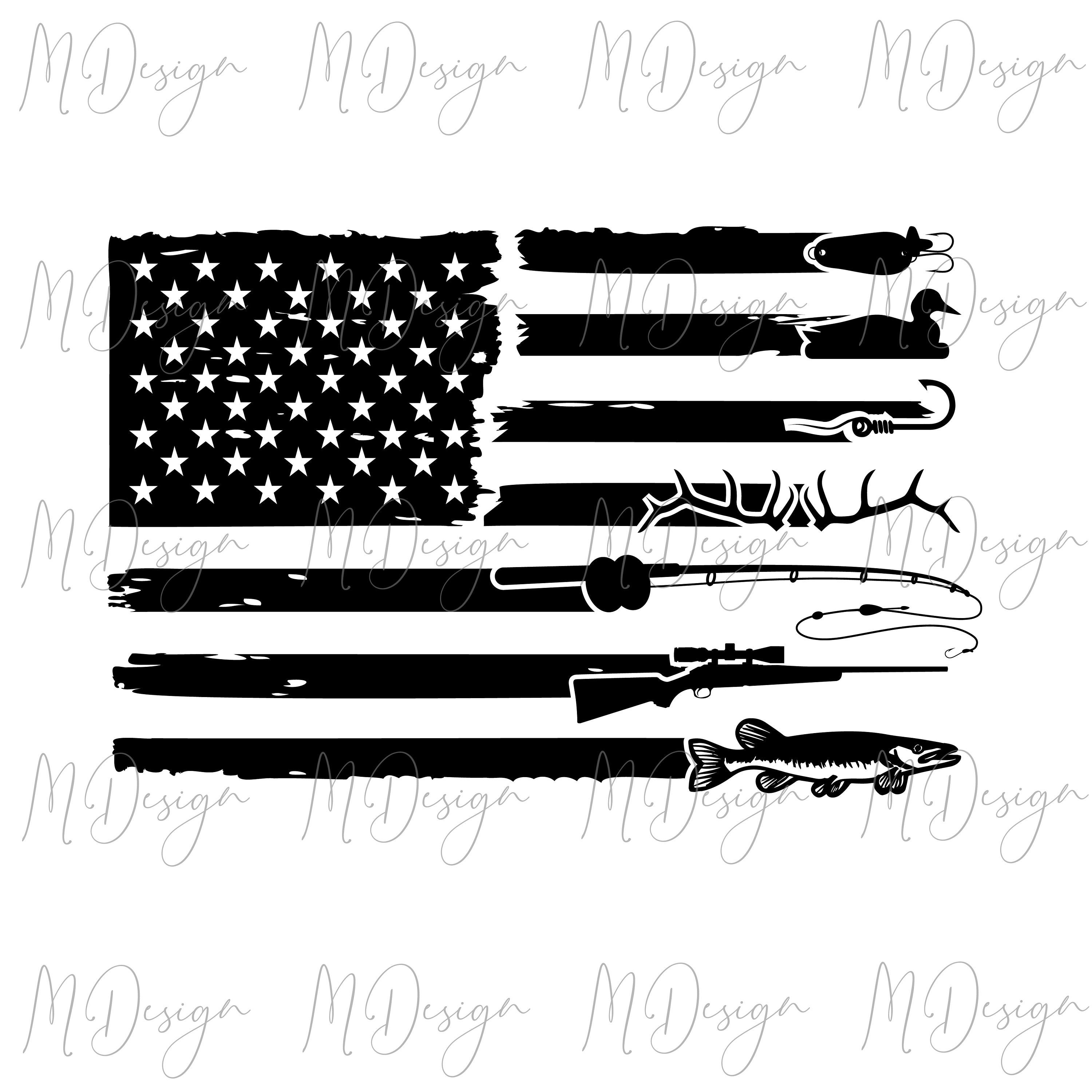 Fishing and Hunting SVG American Flag Fish and Hunt Design | Etsy