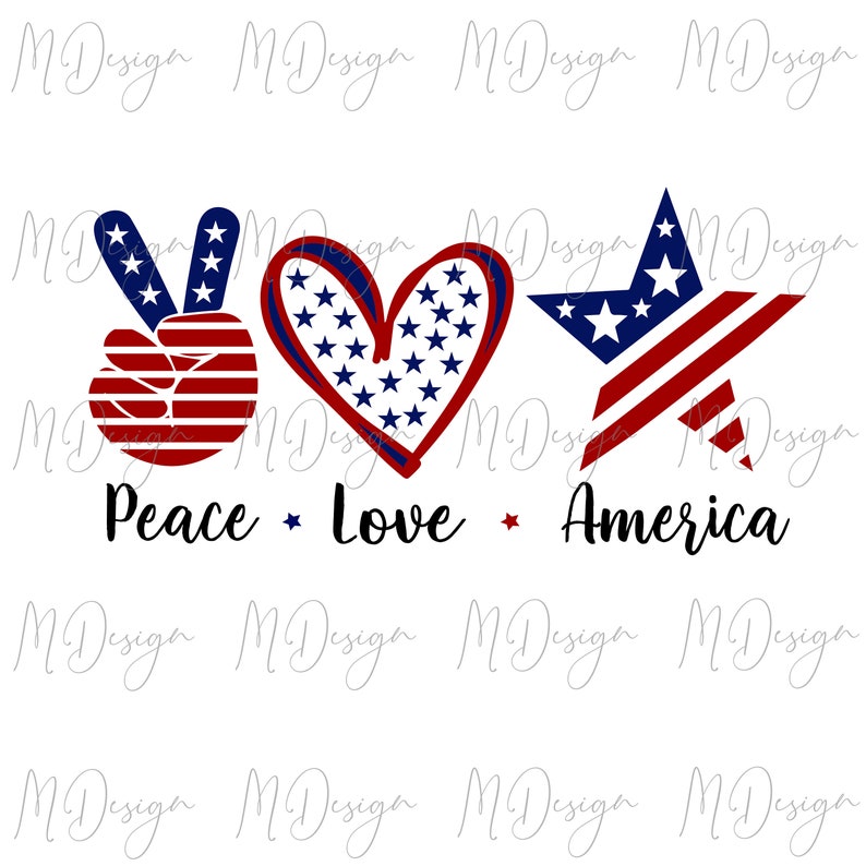 Download Peace Love America SVG 4th of July SVG Cut File for Cricut | Etsy