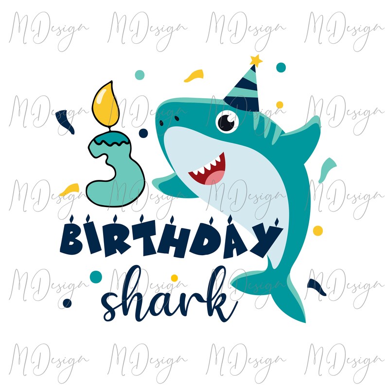 Download 3rd Birthday Shark SVG for Customizing Two Year Old Boy T ...