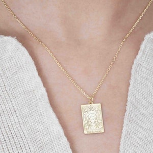 14K Tarot Card Necklace | Gold Tarot Card Necklace | Silver Tarot Card Jewelry | Gold Tarot Card Pendant Necklace | Spiritual Jewelry