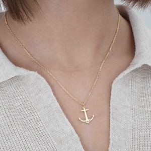 14K Gold Anchor Necklace | Dainty Nautical Necklace |  Silver Nautical Jewelry | Sea Necklace | Ocean Necklace | Boat Necklace